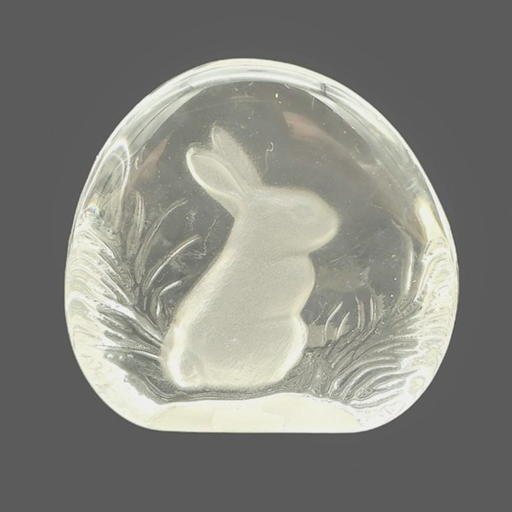 Zajecar Bunny‎ Rabbit Paperweight Lead Crystal Glass Block Yugoslavia VTG EASTER